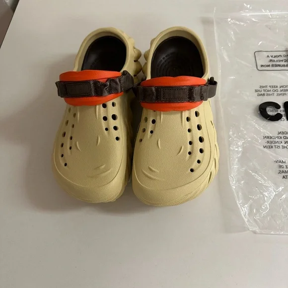 Echo Crocs Cream and Orange Mules Perforated Comfort Design Men’s 6/Women’s 8. - Picture 1 of 7